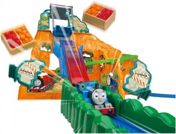 TAKARA TOMY Plarail Thomas the Tank Engine: Thrilling! Sudden Descent! Double Blast-Off Mountain (Includes First-Time Bonus: Blast-Off Barrel Freight Car), TAK90611, by TAKARA TOMY