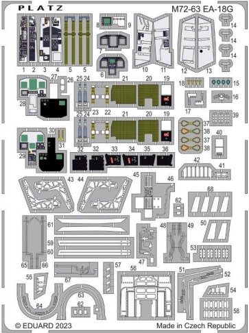 Platz 1/72 Etching Parts for U.S. Navy Electronic Warfare Aircraft EA-18G Growler, PLZ88380, by PLATZ