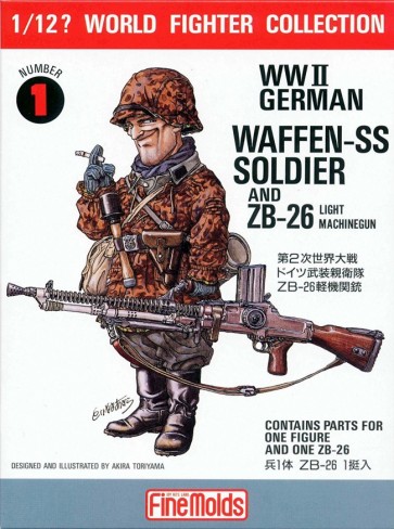 Fine Molds 1/12 World Fighter Collection WW.II German Waffen SS Soldier Rudolph / ZB-26 Light Machine Gun, FIN20513, by Fine Molds