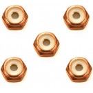 Tamiya Mini 4WD Grade Up Part 2MM ALUMINUM LOCK NUT (ORANGE, 5PCS.) (MINI 4WD LIMITED)  , TAM55565, by TAMIYA