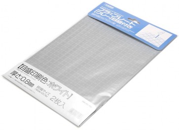 Wave PLASTIC PLATE WITH PRINTED SCALE (GRAY) THICKNESS 0.8MM SCALE COLOR: WHITE  OM404, WAV23046, by WAVE