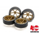 Tamiya MINI 4WD 40TH ANNIVERSARY SUPER HARD LARGE DIAMETER LOW HEIGHT TIRES & 6 SPOKE WHEELS, TAM56395, by TAMIYA