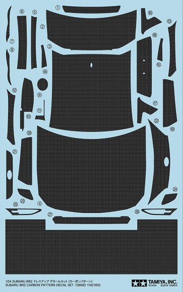 Tamiya 1/24 Detail up Parts Series SUBARU BRZ CARBON PATTERN DECAL SET  , TAM26583, by TAMIYA