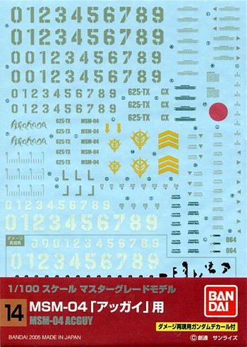 Bandai Gundam Decal GD-14 MG Acguy, BAN41327, by BANDAI