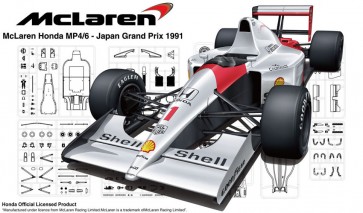 Fujimi 1/20 GP (Grand Prix) Series MCLAREN HONDA MP4/6 1991 (BRAZILIAN GP/SAN MARINO GP/JAPANESE GP) SPECIAL VERSION (WITH JAPANESE GP PHOTO-ETCHED PARTS)  , FUJ92157, by FUJIMI
