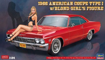 HASEGAWA 1/24 1966 AMERICAN COUPE TYPE I W/BLONDE GIRLS FIGURE , HAS22022, by HASEGAWA