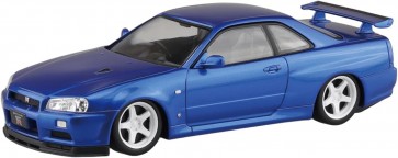 Aoshima 1/32 Raku-Pla Snap Kit No.12CU-BB Nissan R34 Skyline GT-R Custom Wheel (Bayside Blue), AOS02753, by AOSHIMA