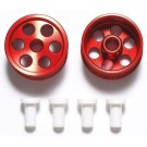 Tamiya Mini 4WD Grade Up Part HG ALUMINUM REVERSIBLE WHEELS FOR LOW PROFILE TIRES (SUPER X & XX, RED/2PCS.)  , TAM55169, by TAMIYA