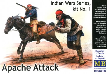 Master Box 1/35 Indian War / Apache Attack ・ 2 Native American Soldiers + Horses , mb61851, by MASTER BOX