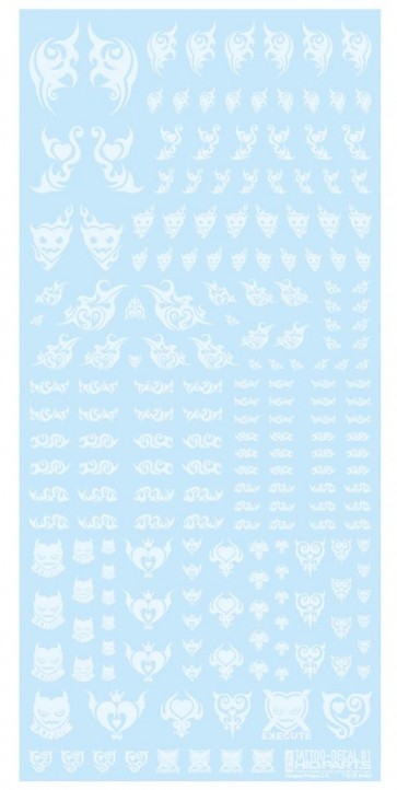 HI Q PARTS 1/12 TATTOO DECAL 01 HEART CLEAR WHITE (1PCS)  , HIQ74483, by HI Q PARTS