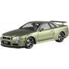 Aoshima 1/24 Pre-Painted Model No.03-C Nissan BNR34 Skyline GT-R V Spec II Nur '00 Millennium Jade, AOS65594, by AOSHIMA
