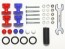 Tamiya Mini 4WD Grade Up Part GP.525 LOW FRICTION PLASTIC DOUBLE ROLLERS W/RUBBER RINGS (RED & BLUE/13-12MM)  , TAM55255, by TAMIYA