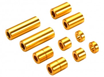 TAMIYA　ALUMINUM SPACER SET (12/6.7/6/3/1.5MM, 2PCS. EACH) (GOLD) (MINI 4WD LIMITED), TAM54421, by TAMIYA