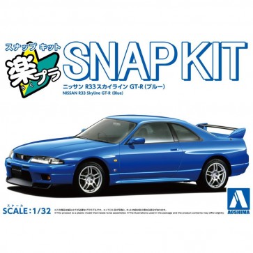 Aoshima 1/32 Raku-Pla Snap Kit No.21-BE Nissan R33 Skyline GT-R (Blue), AOS00360, by AOSHIMA