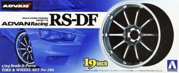 Aoshima 1/24 S Parts Tire & Wheel Set 146 Advance Racing RS-DF , AOS09017, by AOSHIMA