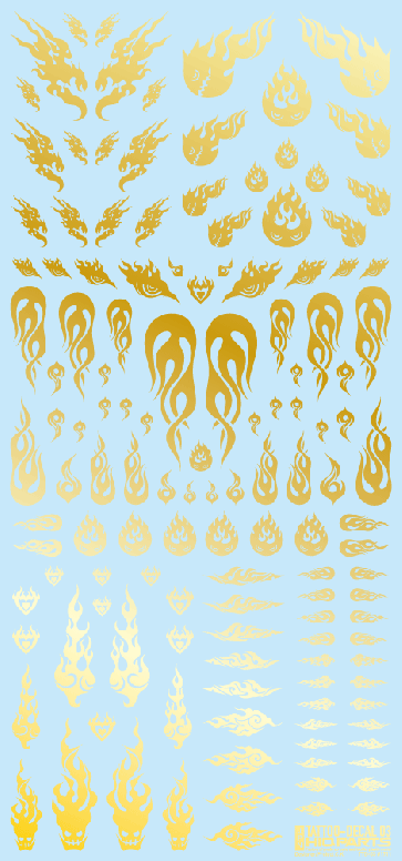 HI Q PARTS Tattoo Decal 03 "Fire" Gold (1 piece) , HIQ73233, by HI Q PARTS