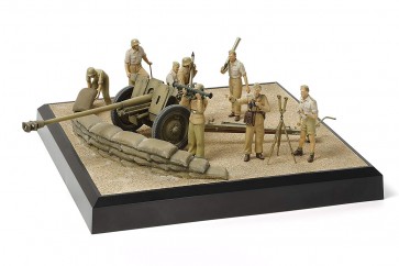Tamiya 1/35 Military Collection Series GERMAN 7.62CM ANTI-TANK GUN PAK36(R) NORTH AFRICA FRONT SCENERY SET  , TAM24088, by TAMIYA