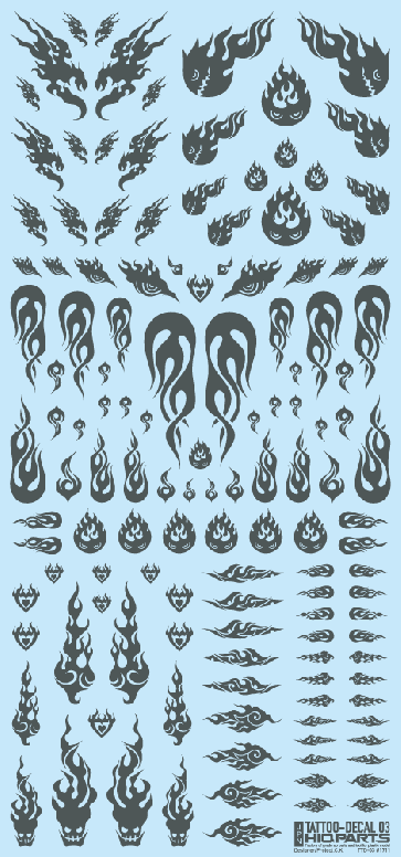 HI Q PARTS Tattoo Decal 03 "Fire" Tattoo Gray (1 piece) , HIQ73202, by HI Q PARTS