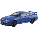 Aoshima 1/32 The Snap Kit No.11-A Nissan R34 Skyline GT-R (Bayside Blue)  , AOS62500, by AOSHIMA