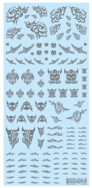 HI Q PARTS 1/12 TATTOO DECAL 02 SKULL CLEAR BLACK (1PCS)  , HIQ74520, by HI Q PARTS