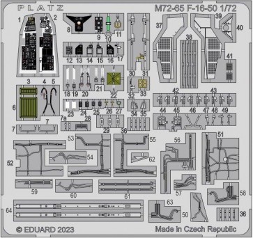Platz 1/72 US Air Force F-16 Fighting Falcon Photo-Etched Parts, PLZ89745, by PLATZ