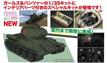 Platz 1/35 Girls und Panzer das Finale T-34/85 Pravda High School 'Sensha no Naibu o Koukaishimasu!' (w/Interior Recreation Parts), PLZ79531, by PLATZ