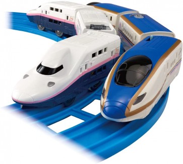 TAKARA TOMY Plarail Goodbye E4 Series Shinkansen Max & E7 Series Joetsu Shinkansen (Toki Color Specification), TAK86403, by TAKARA TOMY