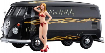 Hasegawa 1/24 Volkswagen Type 2 Delivery Van Fire Pattern w/Blonde Girl Figure, HSGSP464, by HASEGAWA