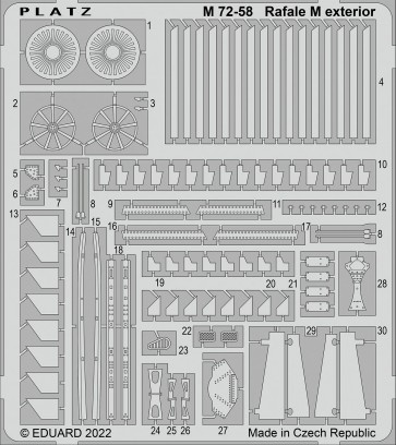 Platz 1/72 Rafale M Photo-etched Parts for Exterior, PLZ85419, by PLATZ