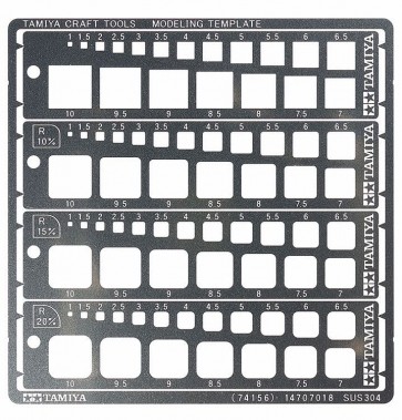 Tamiya Modeling Template (Square, 1-10mm), TAM74156, by TAMIYA
