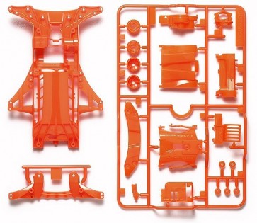 Tamiya Mini 4WD Grade Up Part FM-A FLUORESCENT-COLOR CHASSIS SET (ORANGE)  , TAM55091, by TAMIYA