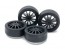 Tamiya Small Dia. Low Friction Low-Profile Tires (26mm) & Carbon Wheels (Fin), TAM55347, by TAMIYA
