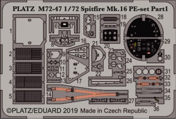 Platz 1/72 SPITFIRE MK.XVI PE SET PART 1  t, PLZ55979, by PLATZ