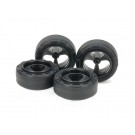 Tamiya Tamiya mini4WD Super hard small narrow tire(24mm) &3 spoke carbon intensified wheel set, TAM56357, by TAMIYA