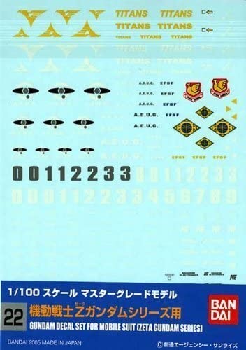 Bandai 1/100 Gundam Decal GD22 MG Regular -Z Series Use , BAN11352, by BANDAI