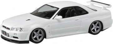 Aoshima 1/32 Raku-Pla Snap Kit No.12CU-WP Nissan R34 Skyline GT-R Custom Wheel (White Pearl), AOS02777, by AOSHIMA