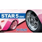 Aoshima 1/24 The Tuned Parts 68 1/24 Star 5 (5 H) 14 inch Wheel , AOS54390, by AOSHIMA