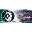 Aoshima 1/24 S Parts Tire & Wheel Set 129 Volk Racing CE 28 N (Titanium Silver) , AOS10020, by AOSHIMA