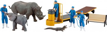 KAIYODO 1/35 ARTPLA Zookeeper and White Rhinoceros Set, KYD90123, by KAIYODO