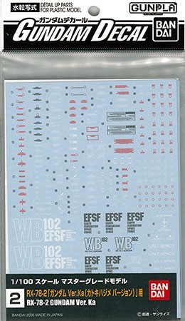 BANDAI  Gundam Decal MG Gundam ver.Ka   Plastic Model kit, BAN41204, by BANDAI
