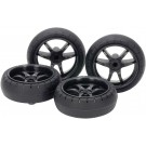 Tamiya Mini 4WD Grade Up Part No.546 (GP.546) Large Dia. Low Friction Arched Tires (31mm) & Carbon Wheels (V Spoke), TAM55460, by TAMIYA
