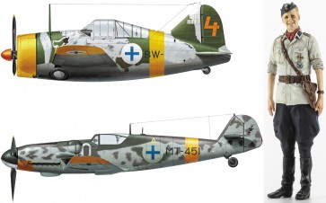 Hasegawa 1/72 B-239 Buffalo & Messerschmitt Bf109G-6 Juutilainen w/Figure, HAS24397, by HASEGAWA