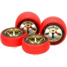 Tamiya [MINI 4WD SPECIAL PROJECT] Mini 4WD Grade Up Part Fully Cowled 30th Anniv. Red Slick Tires & Gold Color Plated Wheels, TAM56654, by TAMIYA